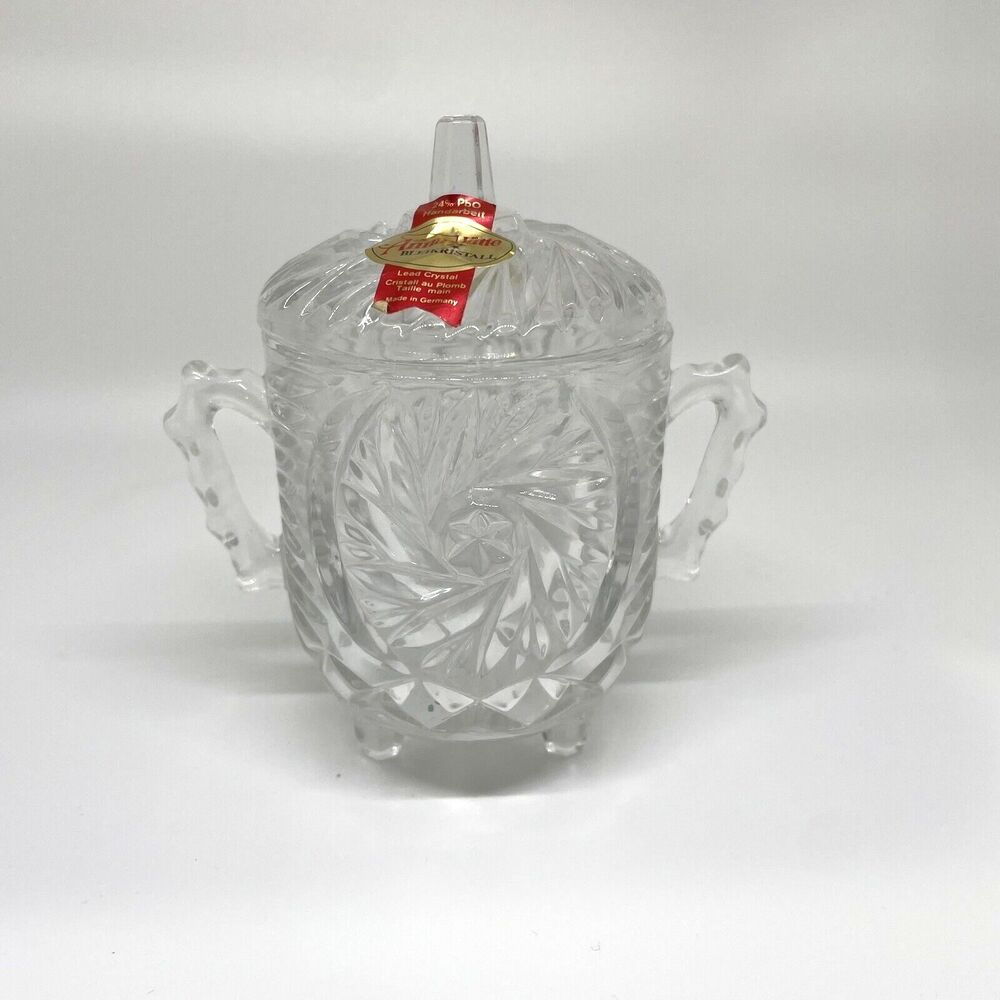 New Anna Hutte Bleikristall 24%‎ Lead Crystal Sugar / Candy Dish w/Lid